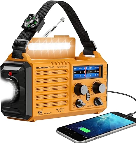Emergency Radio with NOAA Weather Alert, Portable Solar Hand Crank AM/FM Radio for Survival