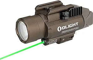 1350 Lumens Tactical Weaponlight with Green Light and White LED, 260 Meters Beam Distance Compatible with 1913 or GL Rail, Batteries Included(Black)